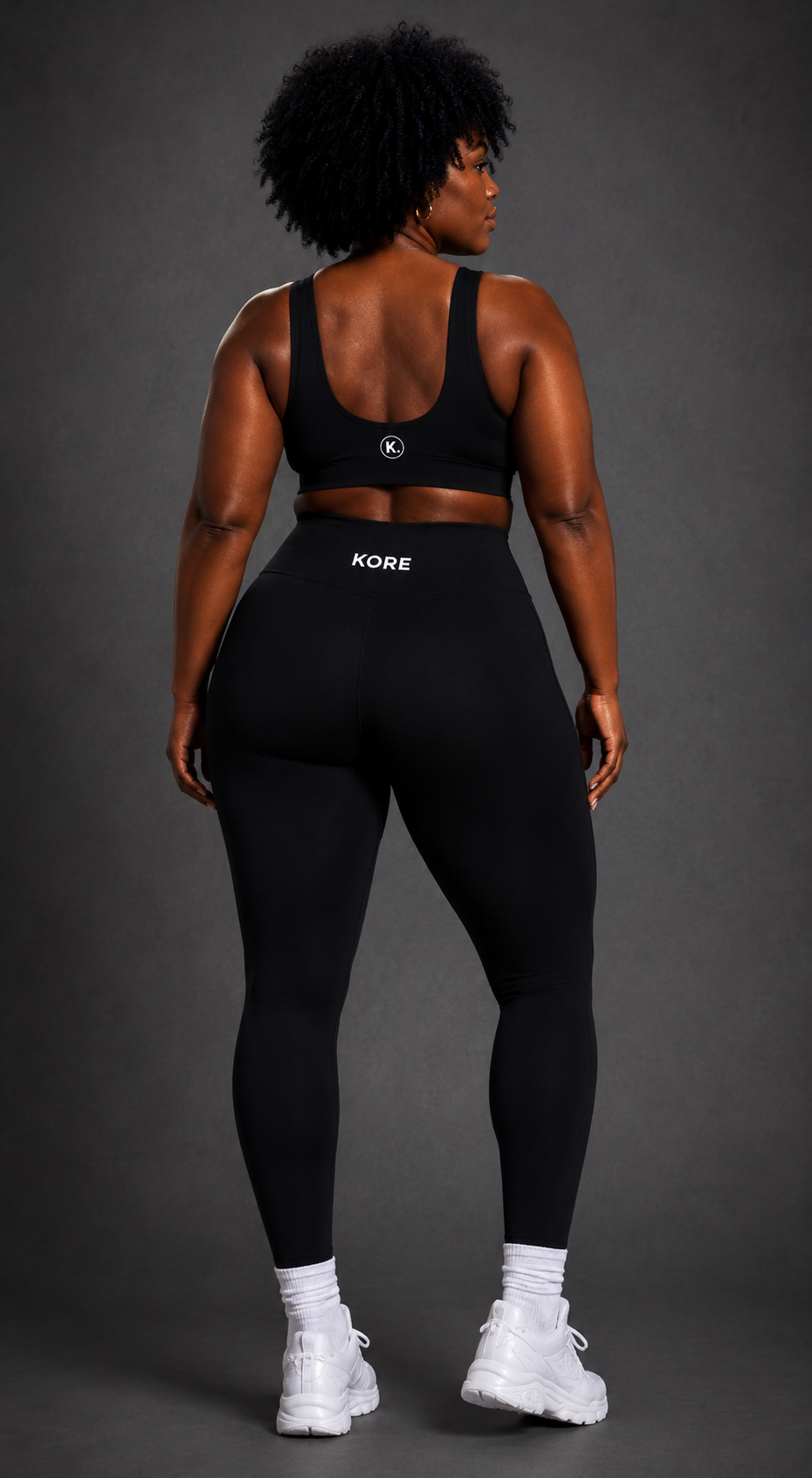 KORE Sculpt Leggings — back view with KORE waistband logo and glute contour seam